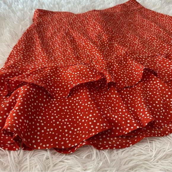 Altard State Ruffle Mini Skirt - Burnt Red Polka Dot - Size Small EUC - Picture 11 of 16
